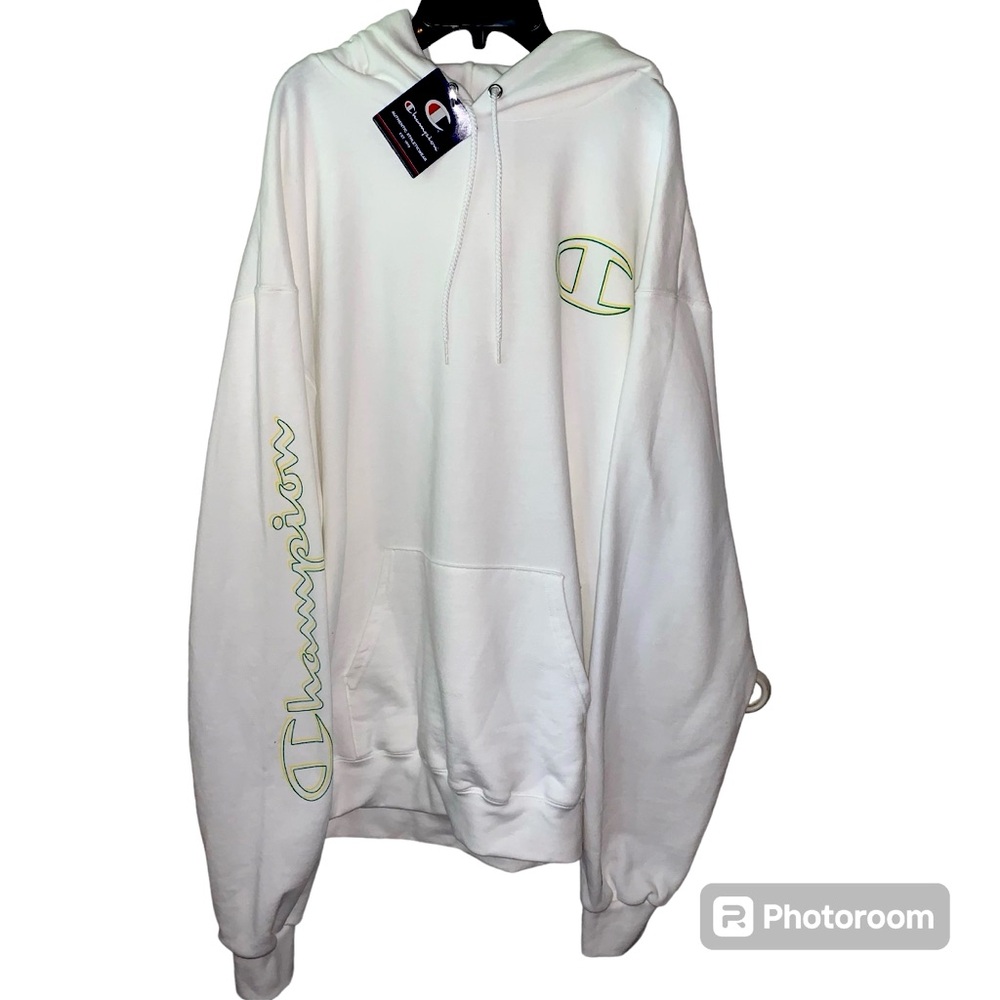 Champion Logo Graphic Hoodie Embroidered Sleeve X-Large